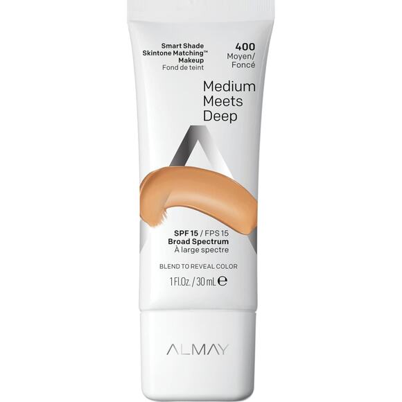 Almay Smart Shade Skintone Matching Foundation with SPF 15, Medium Meets Deep - Picture 1 of 6